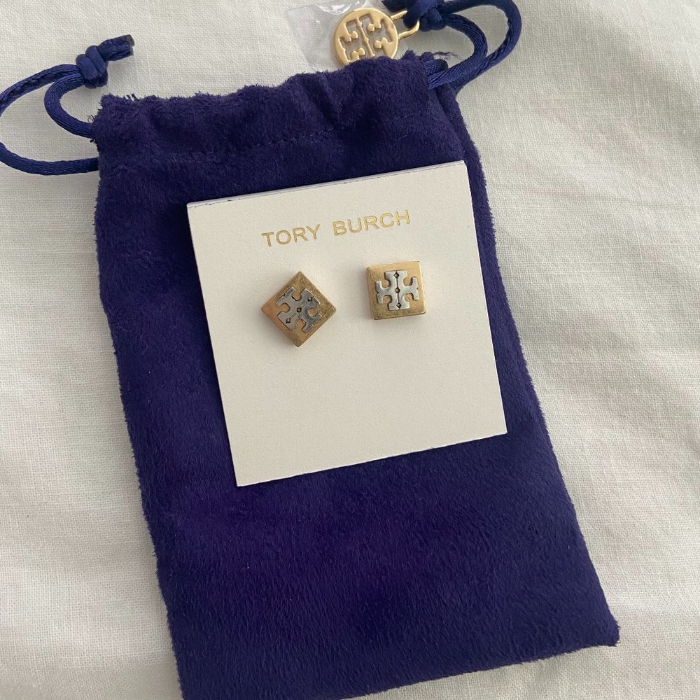 Tory Burch Block T-Logo Stud Earrings